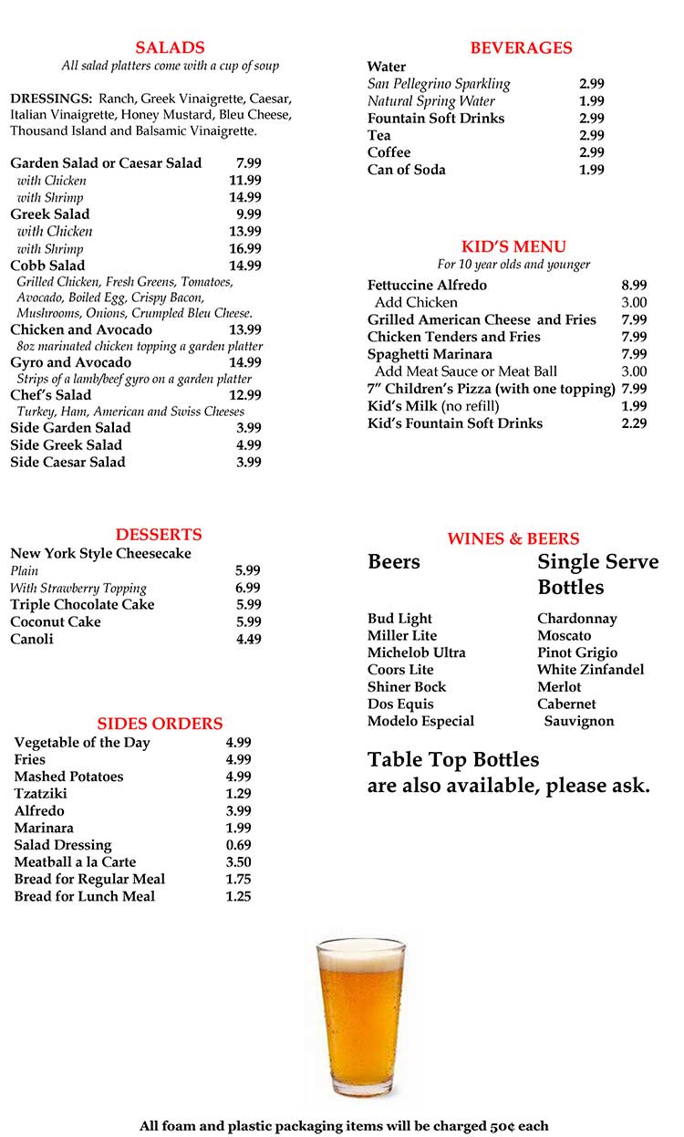 Maggie's Italian Restaurant Menu