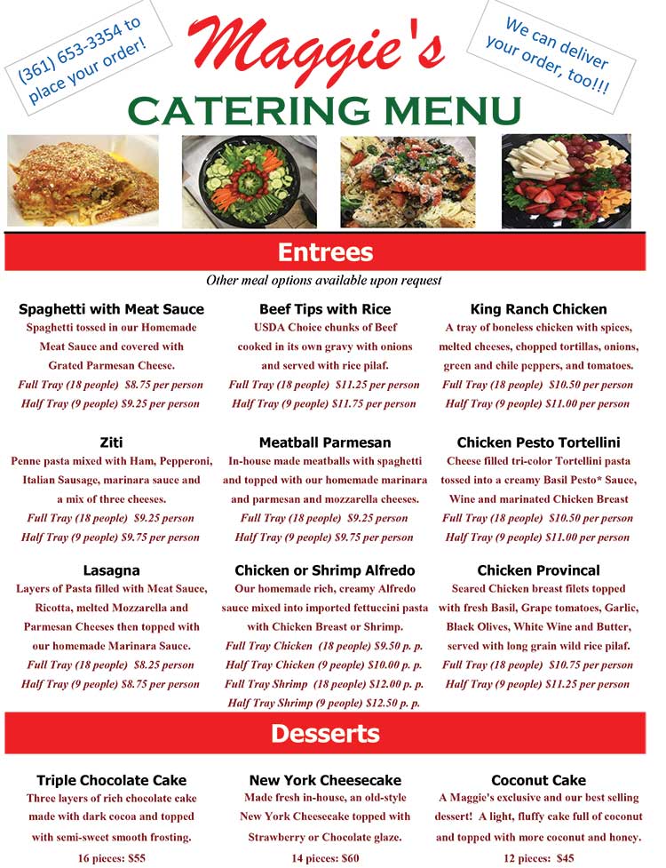 Maggie's Italian Restaurant Menu